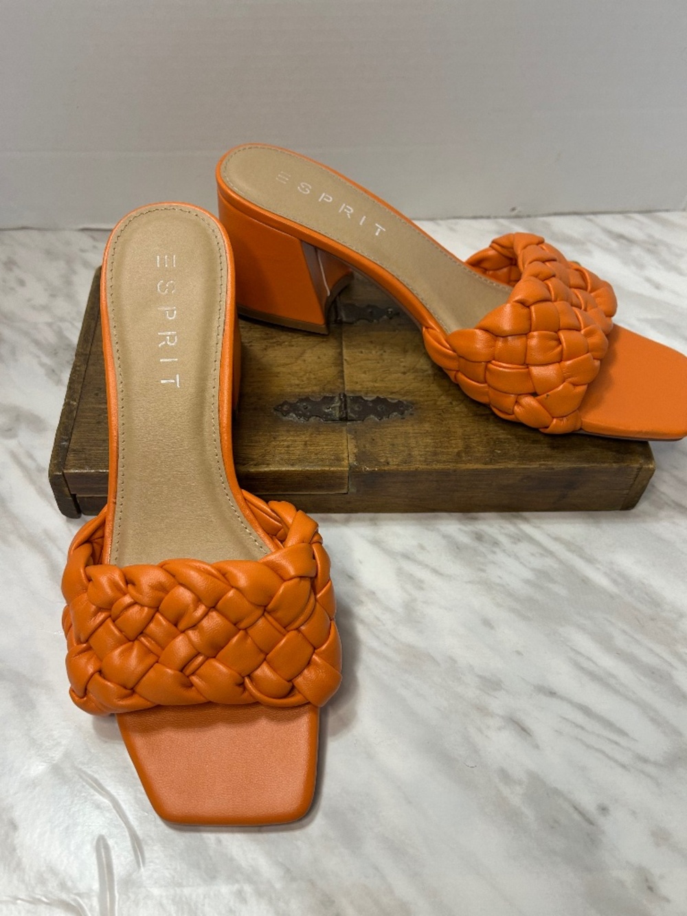 Esprit "Jessie" Braided Slide Sandal in Tangerine